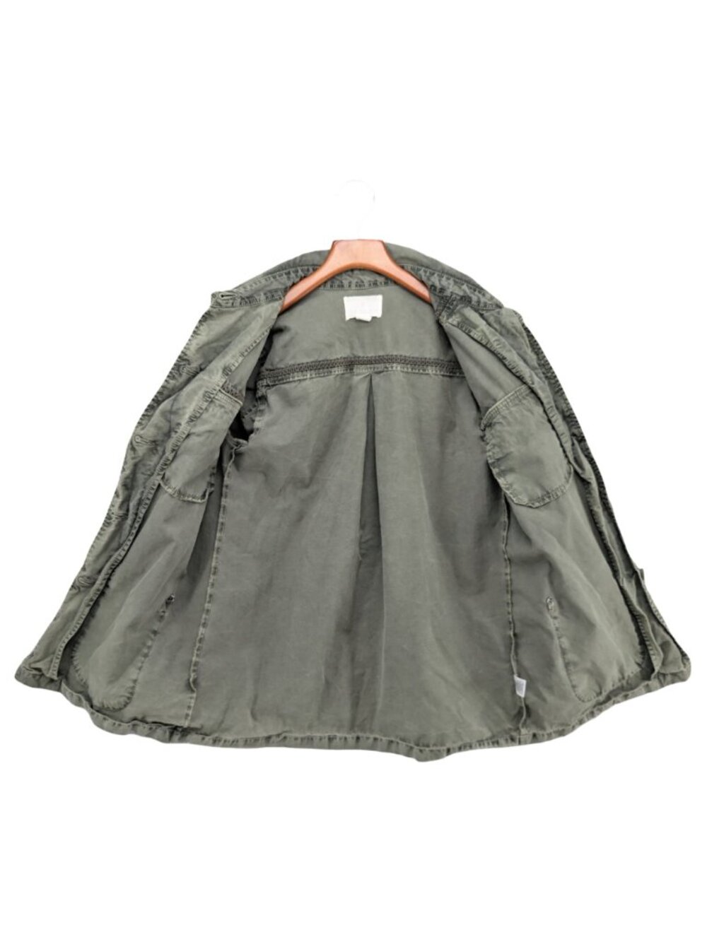 Caslon Utility Jacket Womens Olive Green Cotton Twill Button Front Pockets Sz S - Picture 3 of 10